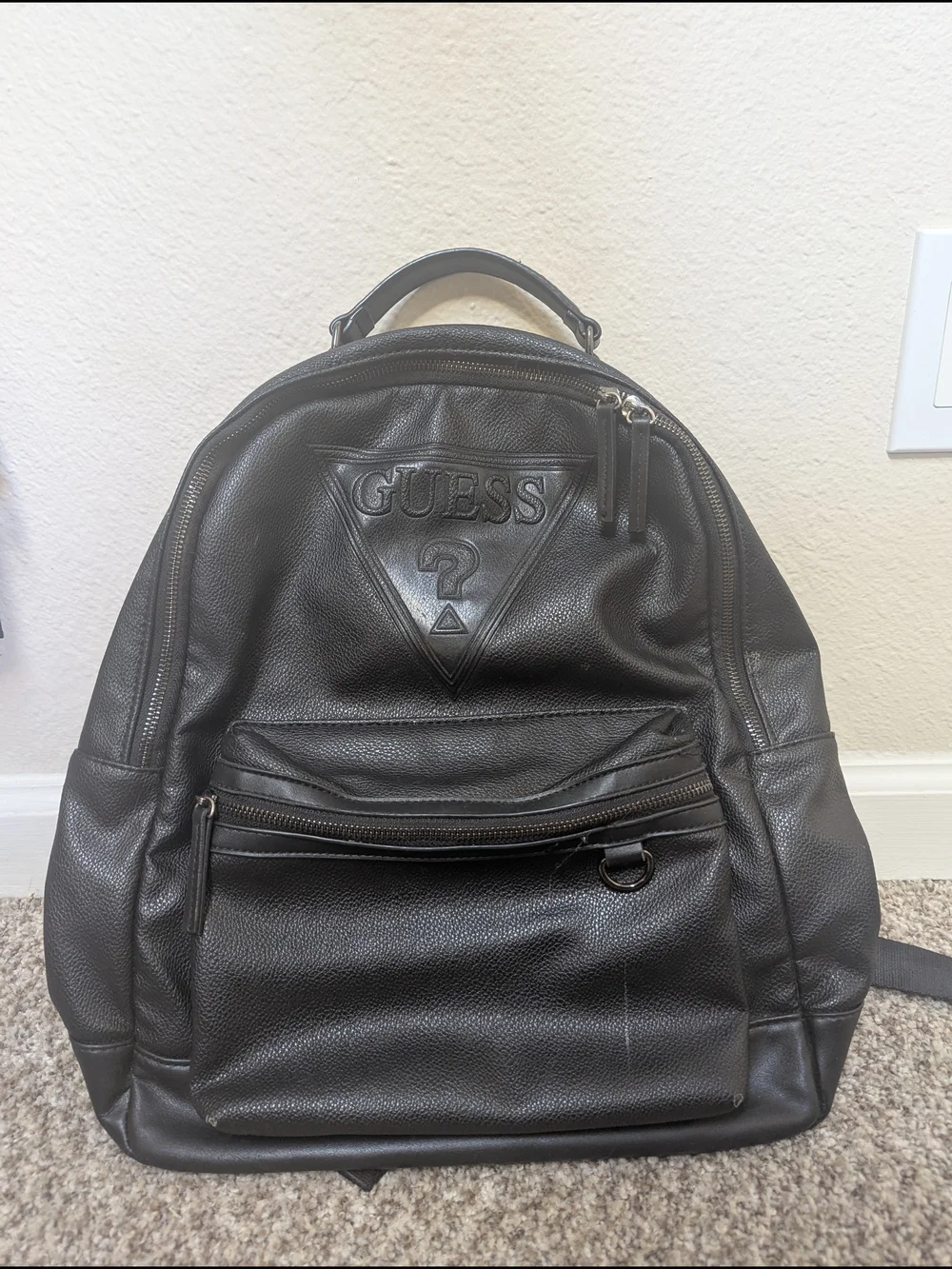GUESS Black Leather Backpack